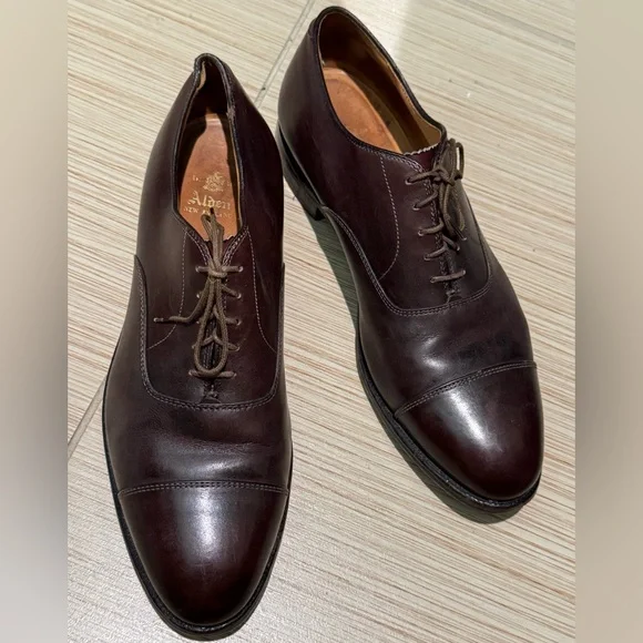 Alden Brown Oxford Leather Dress Shoes Cap-Toe